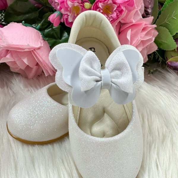 Sapatilha Flor Di MIla Baby Branco Gliter