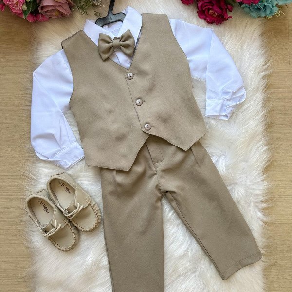 Conjunto Miss Cherry Social Leonardo Colete Bege – Mar