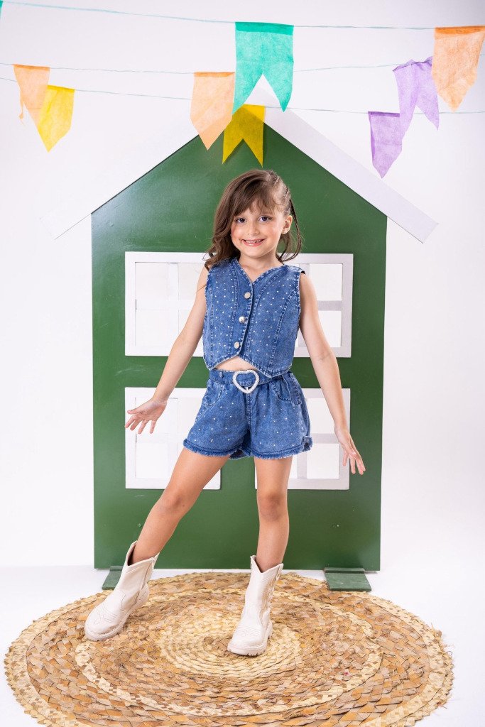 Conjunto Blogueirinha Jeans Inspiração Ana Castela – B