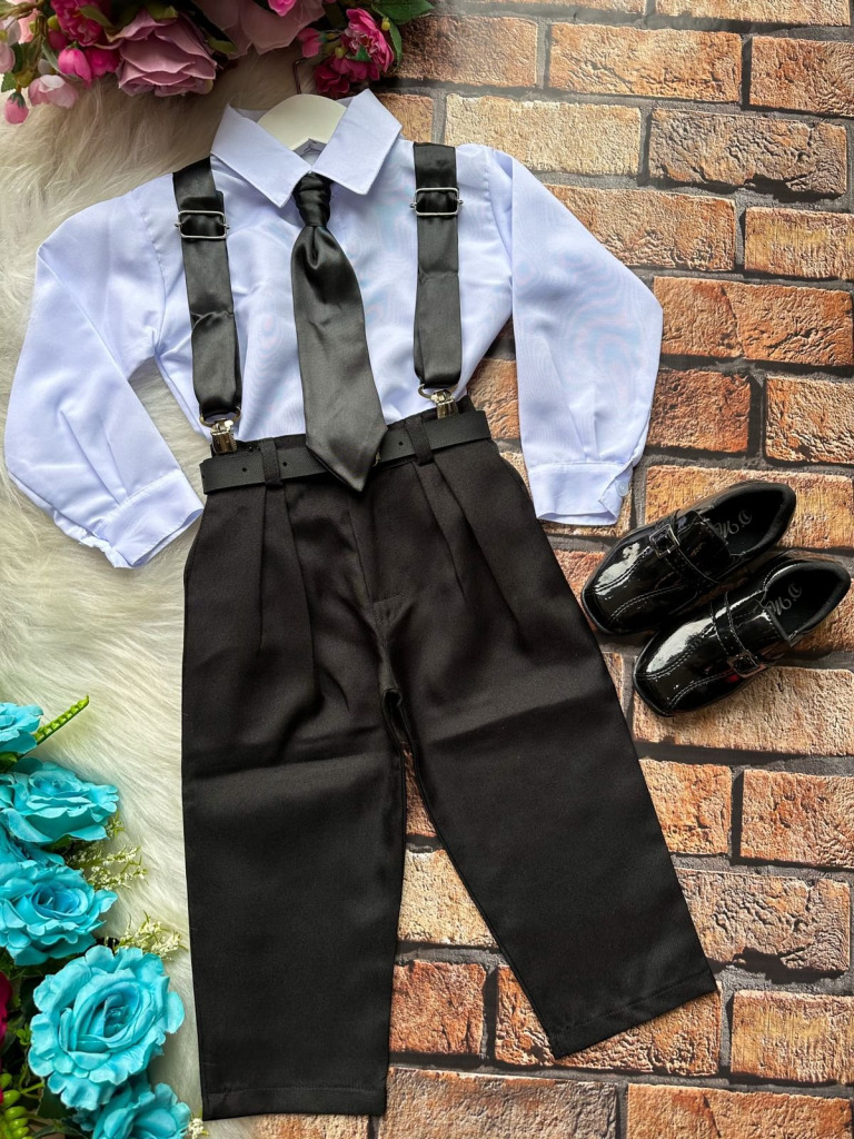 Conjunto Miss Cherry Meninos Social João Preto Suspensorio C