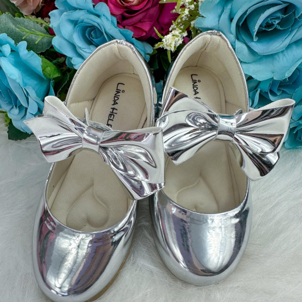 Sapatilha Flor Di Mila Laço Prata Metalizado Modelo 2