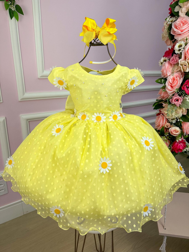 Vestido Marie Jardim Encantado Margaridas Amarelo