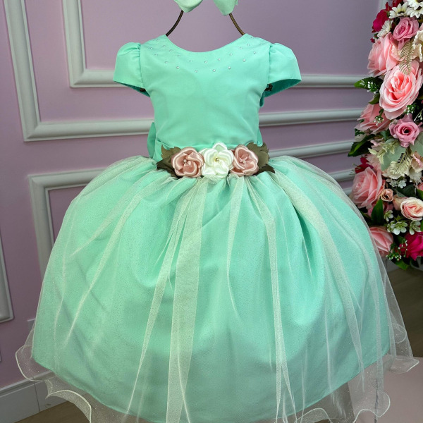 Vestido Juvenil Vila Lele Luiza Verde Menta