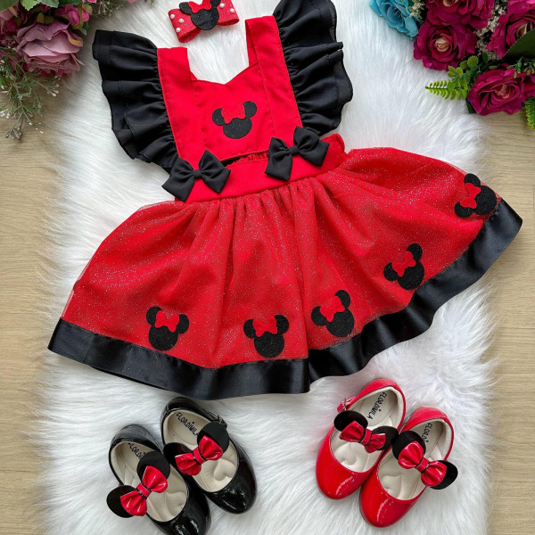 Romper/Vestido Princesa Belli Minnie/Minie Vermelho