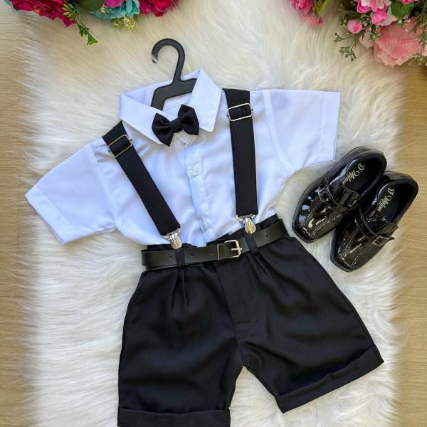 Conjunto Miss Cherry Meninos Social Shorts Ravi Preto