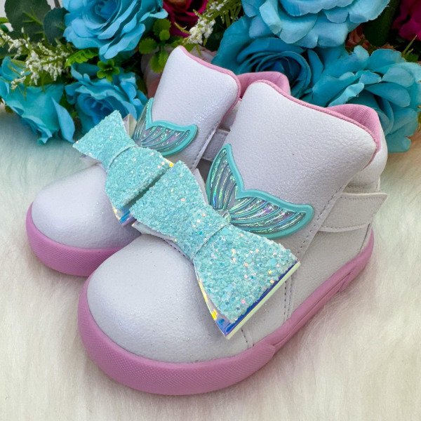 Tênis Bota Encanto de Criança Sereia/Ariel Branco