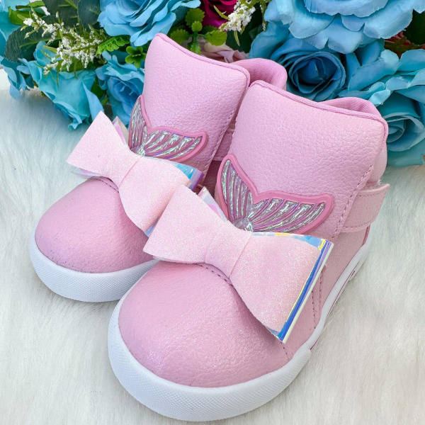 Tênis Bota Encanto de Criança Sereia/Ariel Rosa