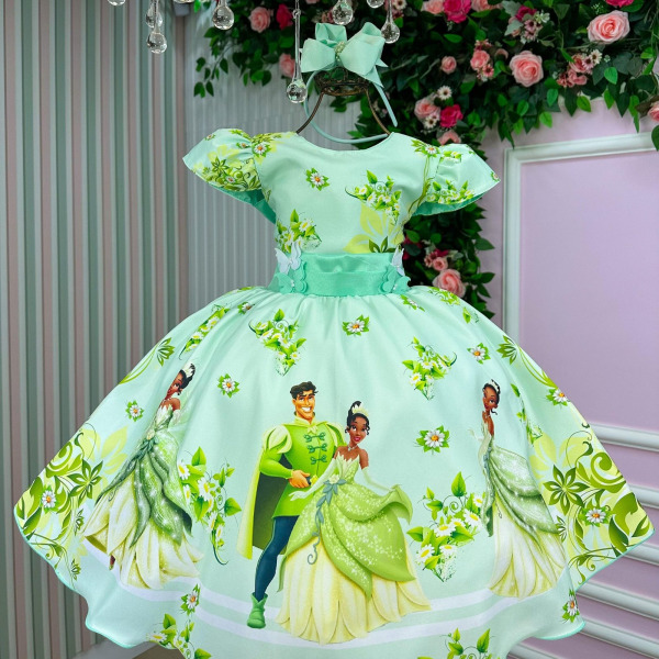 Vestido Temático Luxo Tiana A Princesa e o Sapo
