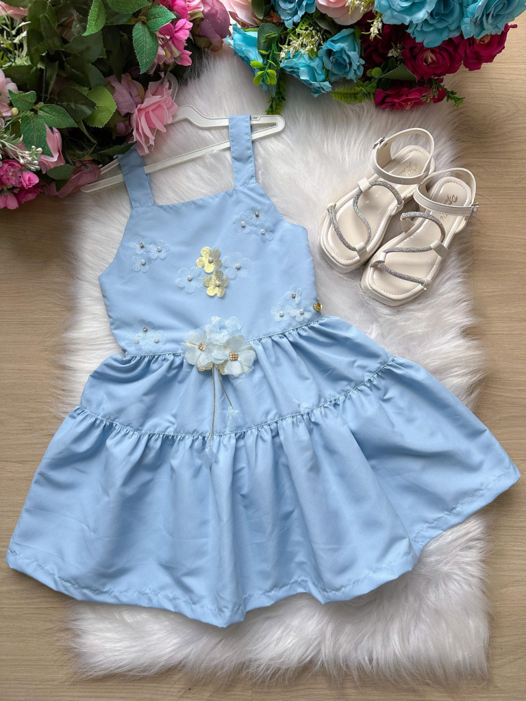 Vestido Blogueirinha Cecilia Azul Bebe