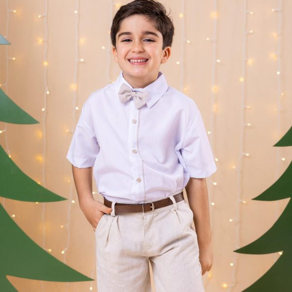 Conjunto Miss Cherry Social Linho Shorts Xadrez Heitor