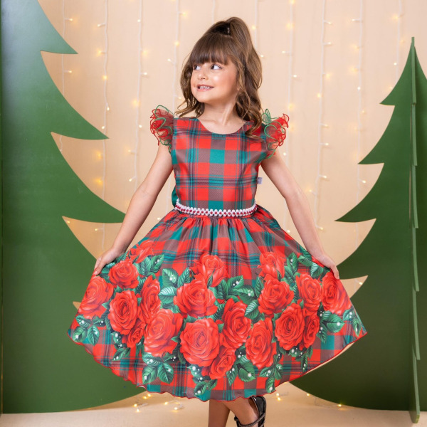Vestido Marie Eduarda Floral Vermelho – Natal