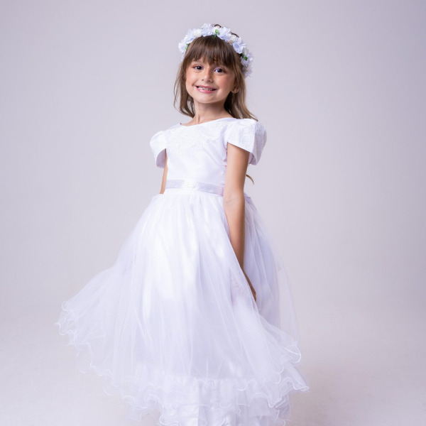 Vestido Enjoy Longo Branco Babadinho