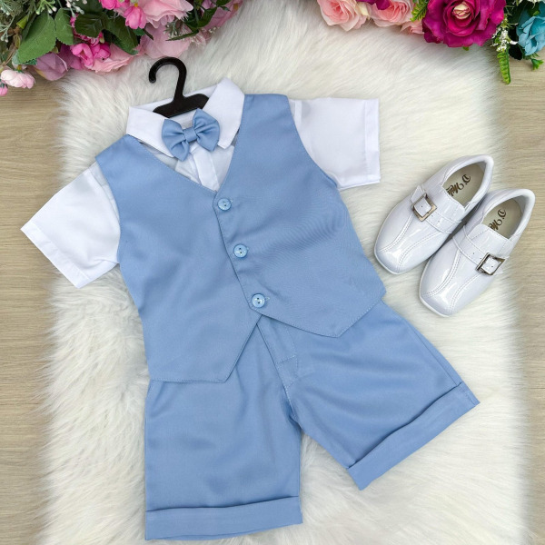 Conjunto Social Miss Cherry Leandro Colete Azul Bebe