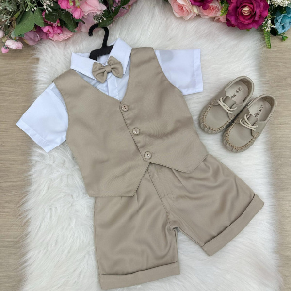 Conjunto Social Miss Cherry Leandro Colete Bege