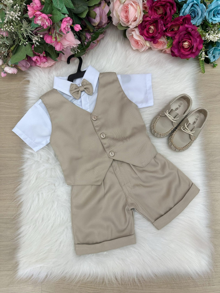 Conjunto Social Miss Cherry Leandro Colete Bege