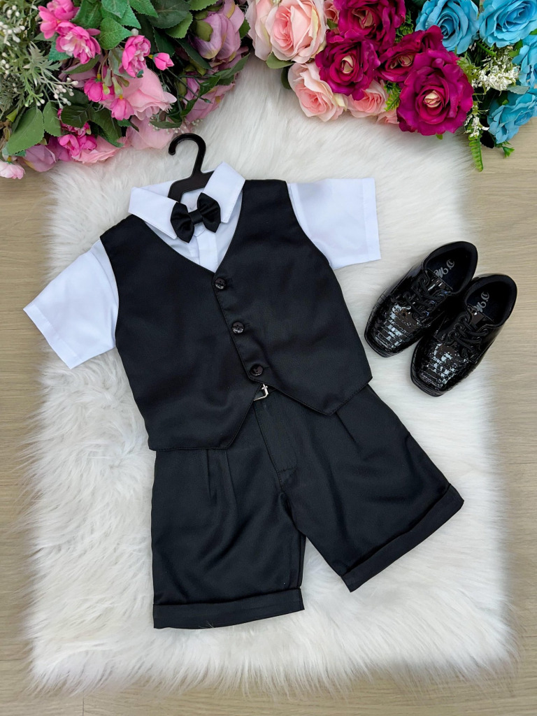 Conjunto Social Miss Cherry Leandro Colete Preto