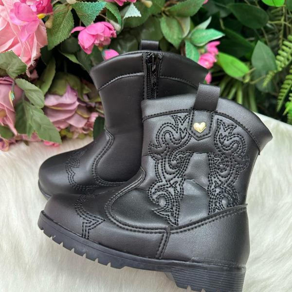 Bota/ Coturno Flor Di Mila Boiadeira Texana Liz Preta