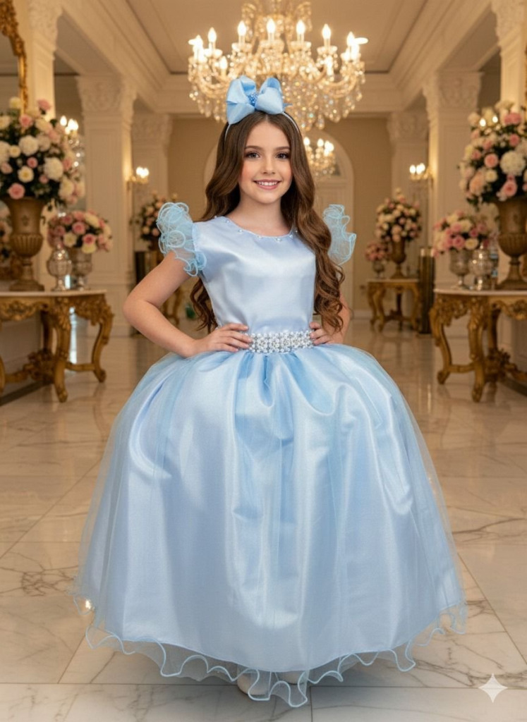 Vestido Marie Longo Amanda Azul Bebe