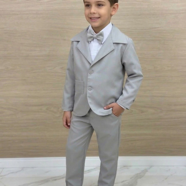 Conjunto Social Miss Cherry Jorge Terno Cinza Claro