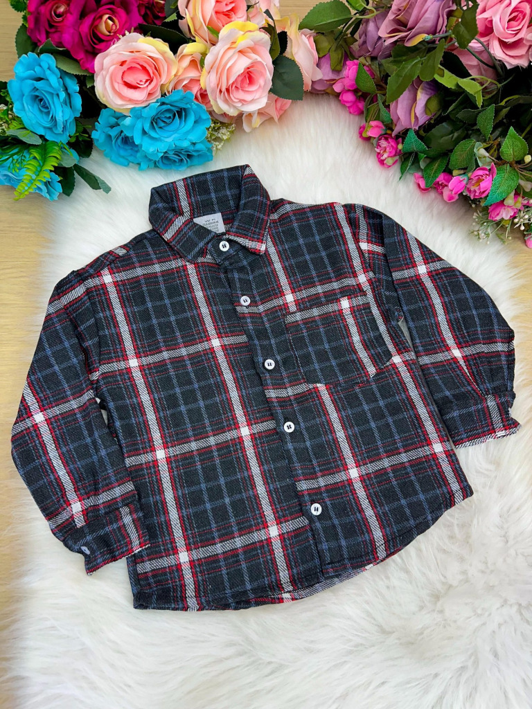 Camisa Junina Xadrez Flanela/Flanelada Jhonas Cinza