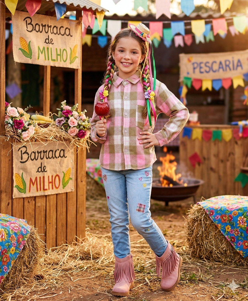 Camisa Flanelada Xadrez Junina Taylor Rosa