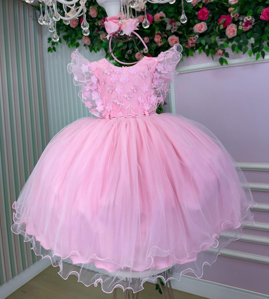 Vestido Menina Bonita Angelie Rosa Bebe