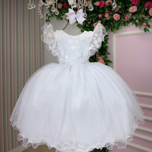 Vestido Infantil Menina Bonita Angelie Branco
