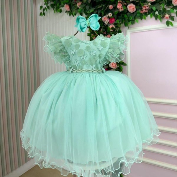 Vestido Menina Bonita Angelie Verde Menta
