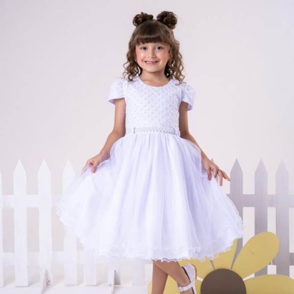 Vestido Infantil Menina Bonita Marcela Branco