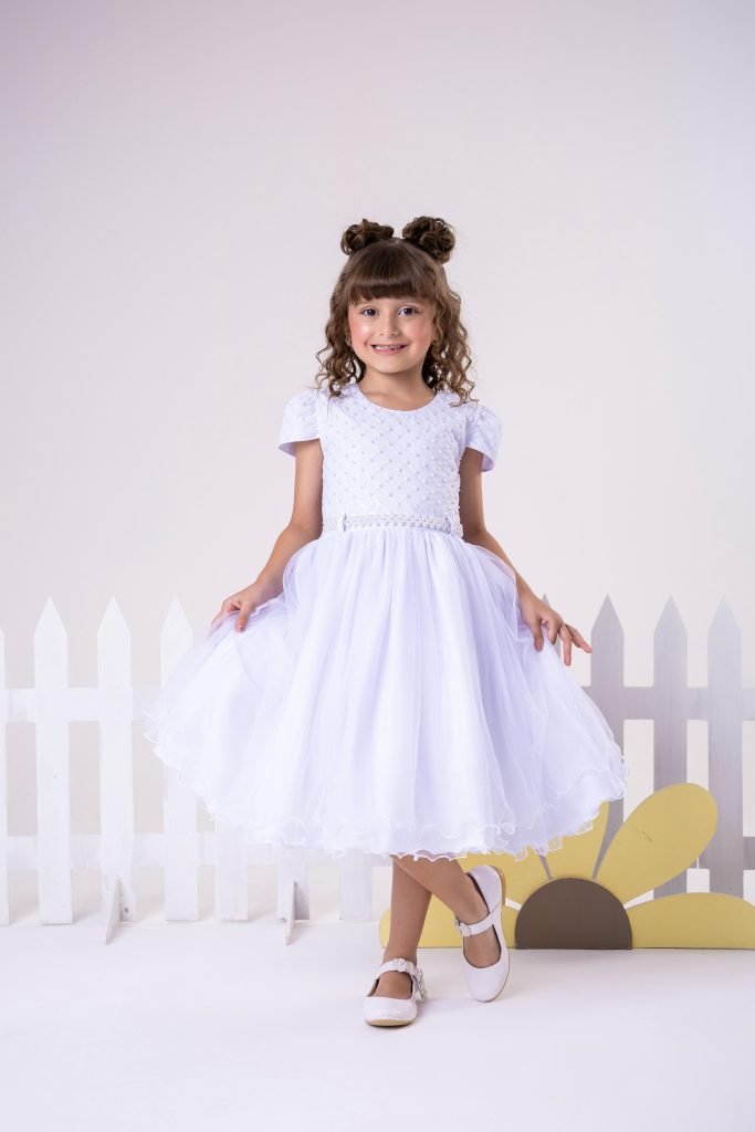 Vestido Infantil Menina Bonita Marcela Branco