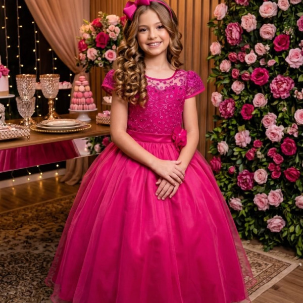 Vestido Mini Miss Longo Carol Pink