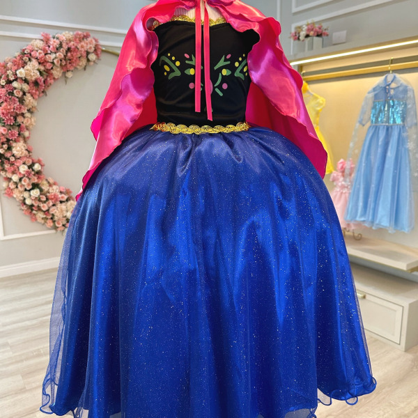 Fantasia Infantil Princesas Anna Frozen C/ Capa Luxo Festas