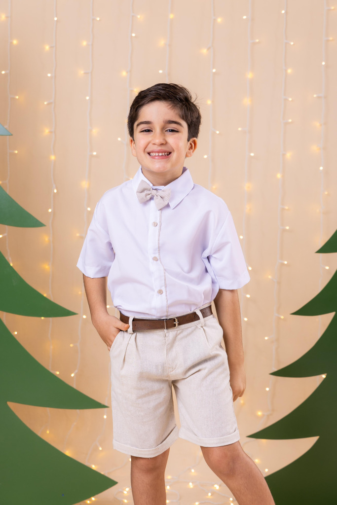 Conjunto Miss Cherry Social Linho Shorts Xadrez Heitor