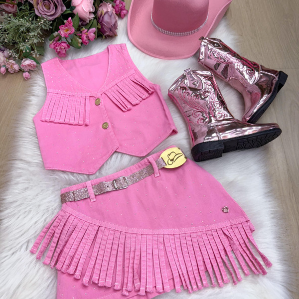 Conjunto Blogueirinha Boiadeira Maraisa Rosa