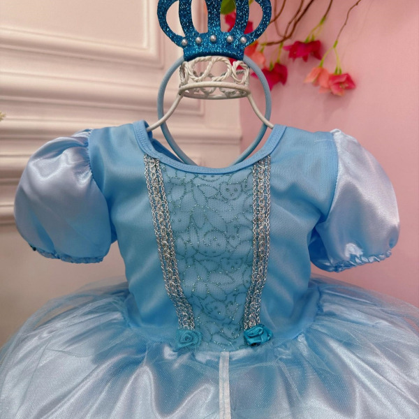 Fantasia Infantil Princesas Frozen C/ Tiara e Luva Luxo