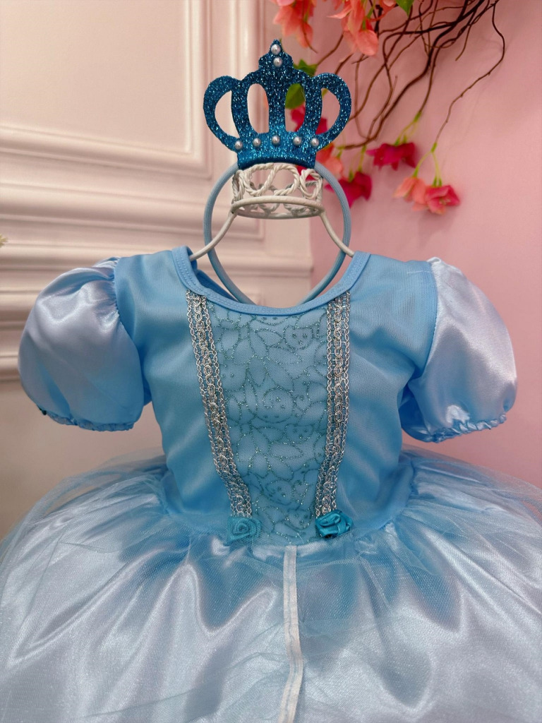 Fantasia Infantil Princesas Frozen C/ Tiara e Luva Luxo