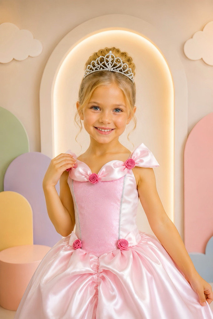 Fantasia Infantil Rosa Princesas Aurora Bela